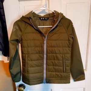 Under Armour Youth Jacket, Size Medium, Army Green